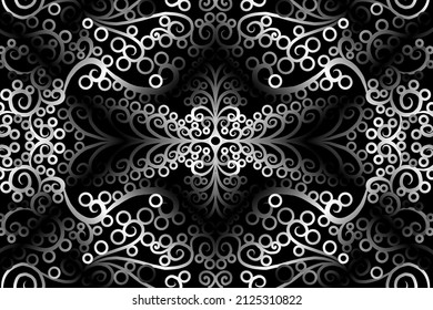 sin costura Flor de gradiente de caleidoscopio blanco y negro patrón de arte tradicional indonesio tenun batik étnico dayak ornamento para anuncios de papel pintado pegatina de fondo o ropa