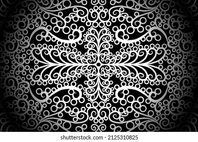 seamless Black and white caleidoscope gradient flower art pattern of indonesian traditional tenun batik ethnic dayak ornament for wallpaper ads background sticker or clothing
