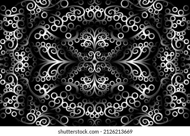 seamless Black and white caleidoscope gradient flower art pattern of indonesian traditional tenun batik ethnic dayak ornament for wallpaper ads background sticker or clothing