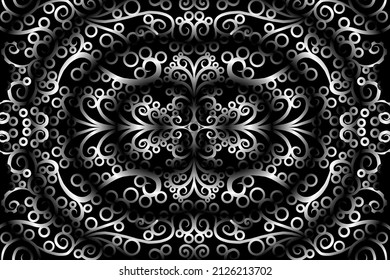 sin costura Flor de gradiente de caleidoscopio blanco y negro patrón de arte tradicional indonesio tenun batik étnico dayak ornamento para anuncios de papel pintado pegatina de fondo o ropa