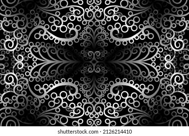 seamless Black and white caleidoscope gradient flower art pattern of indonesian traditional tenun batik ethnic dayak ornament for wallpaper ads background sticker or clothing