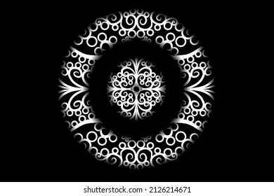seamless Black and white caleidoscope gradient flower art pattern of indonesian traditional tenun batik ethnic dayak ornament for wallpaper ads background sticker or clothing