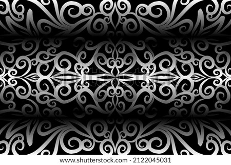 seamless Black and white caleidoscope gradient flower art pattern of indonesian traditional tenun batik ethnic dayak ornament for wallpaper ads background sticker or clothing