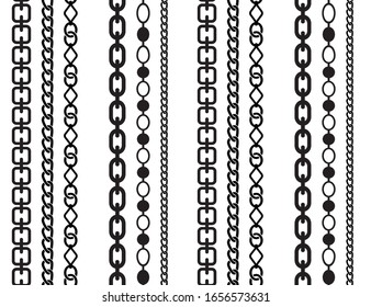 Seamless Black and White Chain Pattern, Vector Design