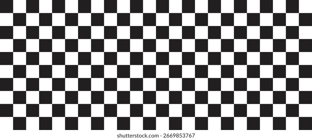 Fundo quadriculado preto e branco, quadrados de azulejos geométricos, textura óptica abstrata para corridas, moda, design retro, arte moderna e projetos gráficos criativos.