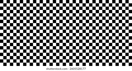 Seamless black and white checkerboard pattern. Classic geometric design useful for backgrounds, textures, textiles, or optical illusion effects. Vector illustration