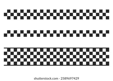 Seamless black and white checkered racing stripes set with different styles of repeating vector stripes