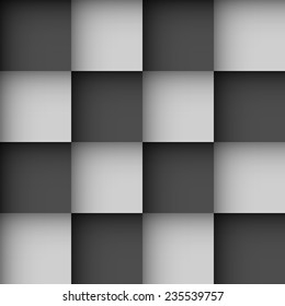 Seamless black and white checks wallpaper pattern with shadow effect.