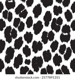 Seamless Black and White Cheetah Skin Texture - Bold Monochrome Animal Print Design