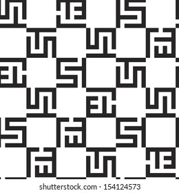 Seamless Black and White Chess Pattern. Simple Maze Background