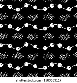 Seamless black and white christmas pattern.