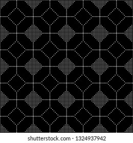 Seamless Black and White Circle Mosaic Pattern, Abstract Geometric Dots Modern Background.