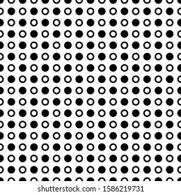 seamless black and white circular dot pattern. polka dots. 
