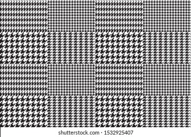Seamless Black and White Classical Hounds Tooth Pattern, Vector Design