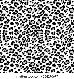 Seamless black and white color leopard pattern.  Can be used for fabrics, wallpapers, scrap-booking, etc.