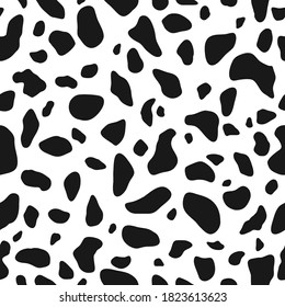 Seamless black and white cow pattern. Can be used for wallpaper, pattern fills, web page background, surface textures. Vector 