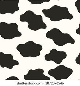 Seamless black and white cow pattern, Doodle style.