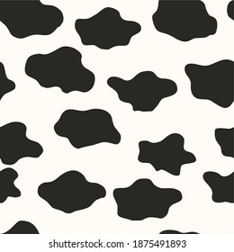 Seamless black and white cow pattern, Doodle style.