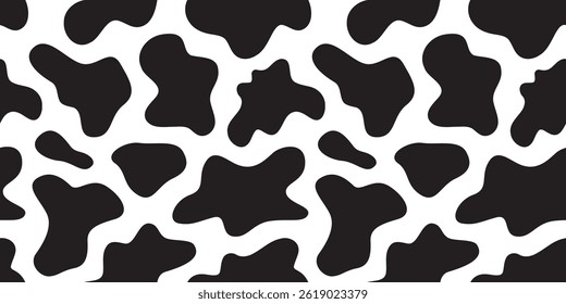 Vector de patrón de vaca blanco y negro sin costuras. Estampado de vaca. . Ilustración vectorial