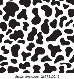 seamless black and white cow pattern vector. Cow print. . Vector illustration