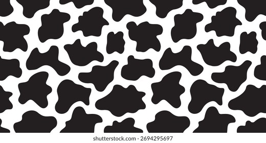 Vector de patrón de vaca blanco y negro sin costuras. Estampado de vaca. . Ilustración vectorial