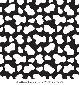 Seamless Black and White Cow Print Pattern Vector.