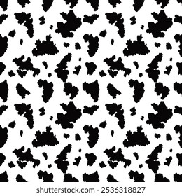 Seamless Black and White Cow Print Pattern Vector.
