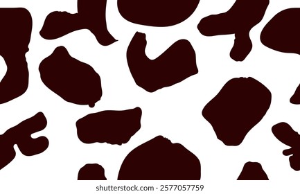seamless black and white cow skin pattern, repeat pattern design for fabric print