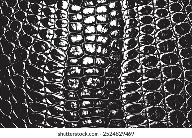 Textura de couro de crocodilo preto e branco sem costura - Padrão de pele de réptil de alto contraste para design de impressão de animal exótico e fundo