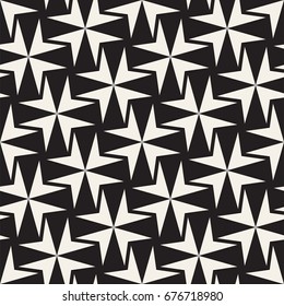 Seamless black and white cross shape lattice pattern. Abstract geometric tiling mosaic. Stylish background design