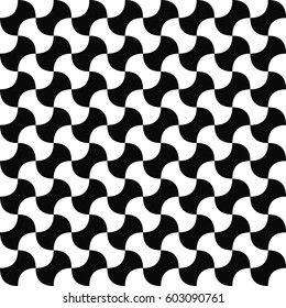 Seamless black and white curved shape pattern background