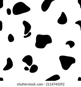 Seamless black and white dalmatin cow fur and skin pattern 