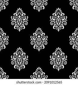 Seamless black and white damask pattern design