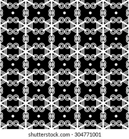 Seamless black and white decorative background with snowflakes