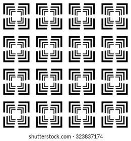 Seamless black and white decorative background with squares