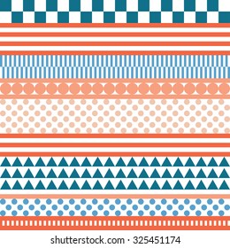 Seamless black and white decorative vector background with geometric shapes
