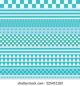 Seamless black and white decorative vector background with geometric shapes