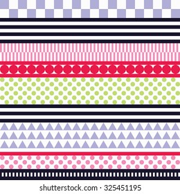 Seamless black and white decorative vector background with geometric shapes