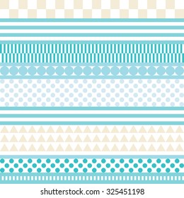 Seamless black and white decorative vector background with geometric shapes
