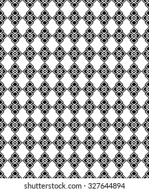 Seamless black and white decorative vector background with geometric shapes