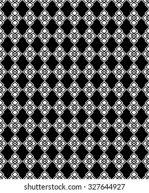 Seamless black and white decorative vector background with geometric shapes