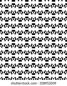 Seamless black and white decorative vector background with geometric shapes