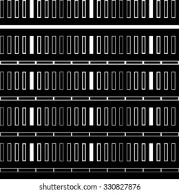 Seamless black and white decorative vector background with geometric shapes