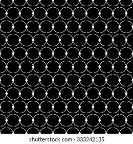 Seamless black and white decorative vector background with lines and polka dots