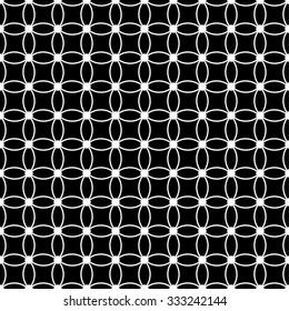 Seamless black and white decorative vector background with lines and polka dots