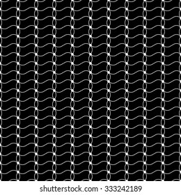 Seamless black and white decorative vector background with lines and polka dots