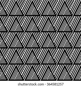 Seamless black and white decorative vector background with abstract geometric pattern