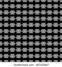 Seamless black and white decorative vector background with abstract geometric pattern