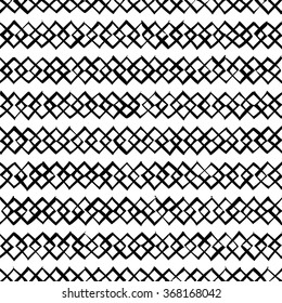 Seamless black and white decorative vector background with abstract geometric pattern in the style Boho