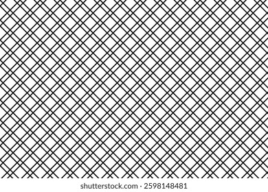Seamless black and white diagonal grid pattern with a minimalistic and structured look. Ideal for backgrounds, branding, packaging, and modern textile designs.